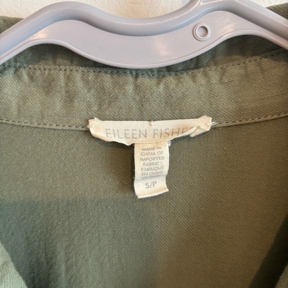 Eileen Fisher Light Green 100% Organic Cotton Long Sleeve Button Down Shirt S - Picture 7 of 7